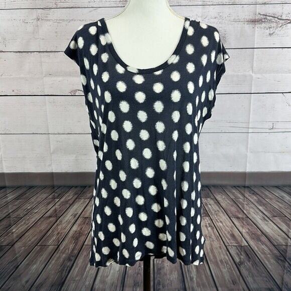 Michael Kors Tee Shirt Womens Medium Blue White Rayon Cap Sleeve Stretch Basic - Picture 6 of 9